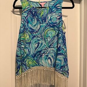 Lilly Pulitzer Vibrant Blue and Green Tank Top Sz 8